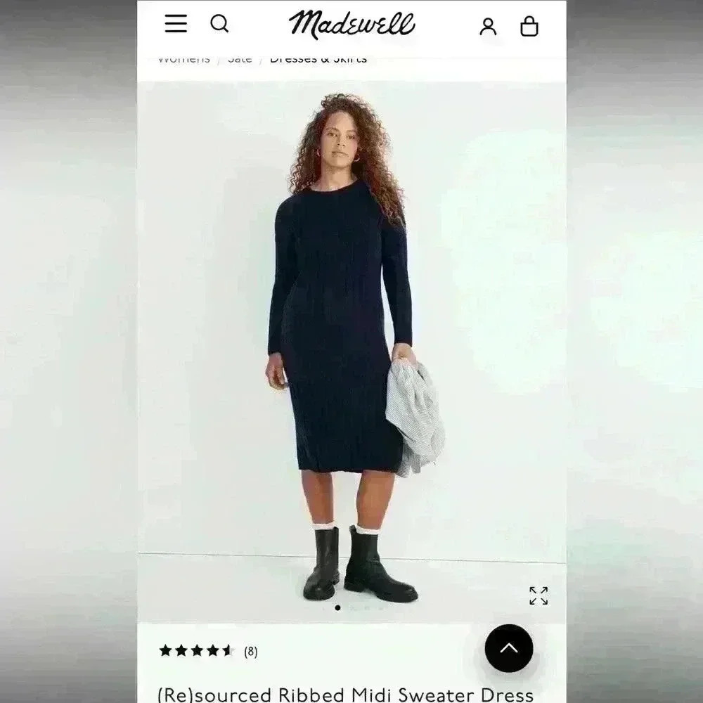 Madewell Resourced Ribbed Midi Black Wool Blend Sweater Dress Womens Sz XXS READ - Picture 13 of 13